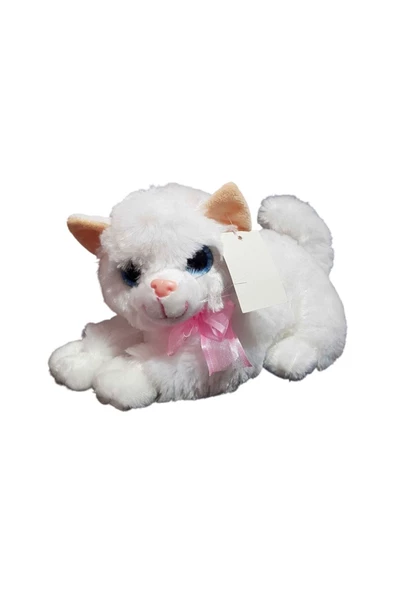 OYUNCAK STORE Miyavlayan İri Gözlü Sesli Oturan Peluş Kedi 30 cm