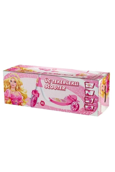 Beren Oyuncak 3 Tekerlekli Frenli Çocuk Scooter Barbie Figürlü (55 KG TAŞIMA KAPASİTELİ) - 4