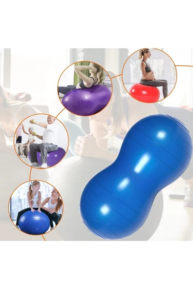 OYUNCAK STORE Fıstık Şekilli Pilates Yoga Fitness Topu Pompa Hediyeli