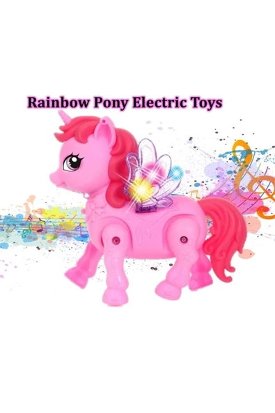 OYUNCAK STORE Pilli Işıklı Renkli Yürüyen Sevimli Pony At - Unicorn Pony