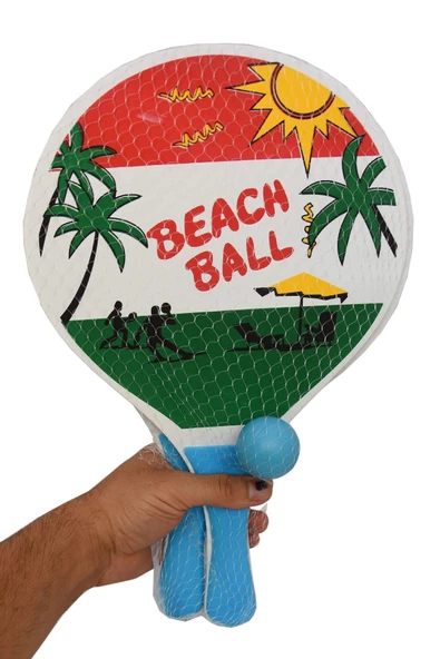 UDATOYS Tenis Raketi Beach Ball Ahşap Tahta Raket Pinpon Top Seti 2li