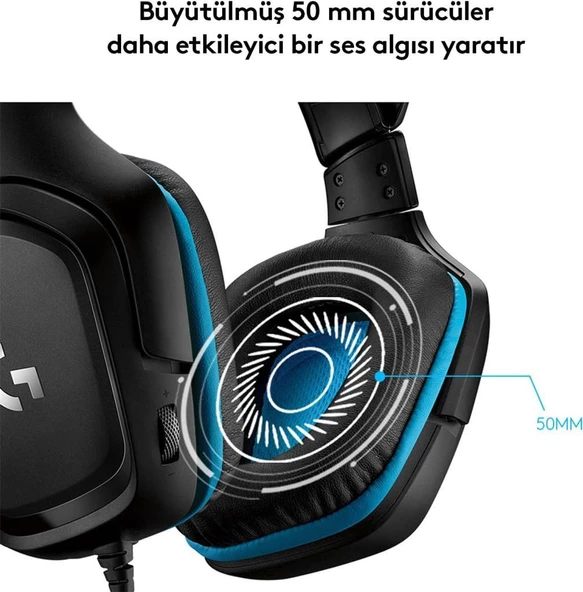 Logitech G432 7.1 981-000770 Kablolu Mikrofonlu Kulak Üstü Oyuncu Kulaklığı - Teşhir - Resim 5
