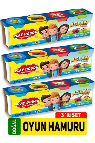 GONG YAYINCILIK Play Dough Doğal Oyun Hamuru 4 Renk 3'lü Set Original