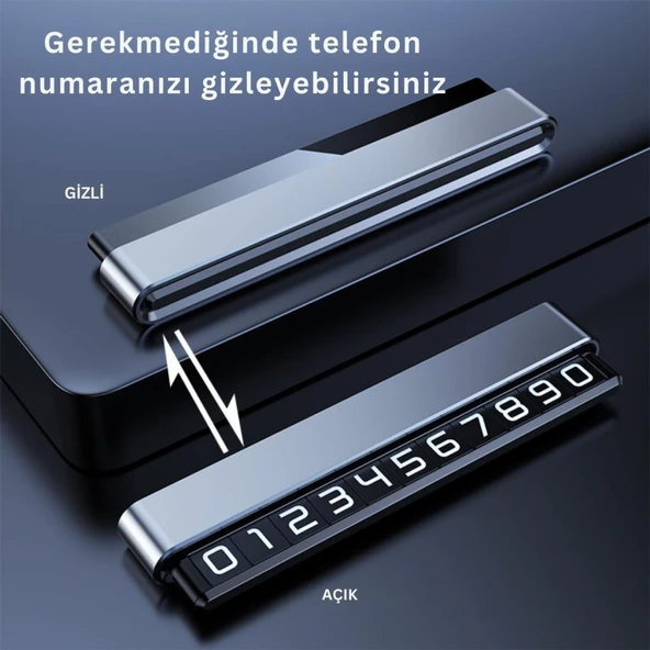 Polham Metal Premium Araç İçi Geçici Park için Telefon Numaratörü, Gizlenebilir Araç Numaratörü - 2