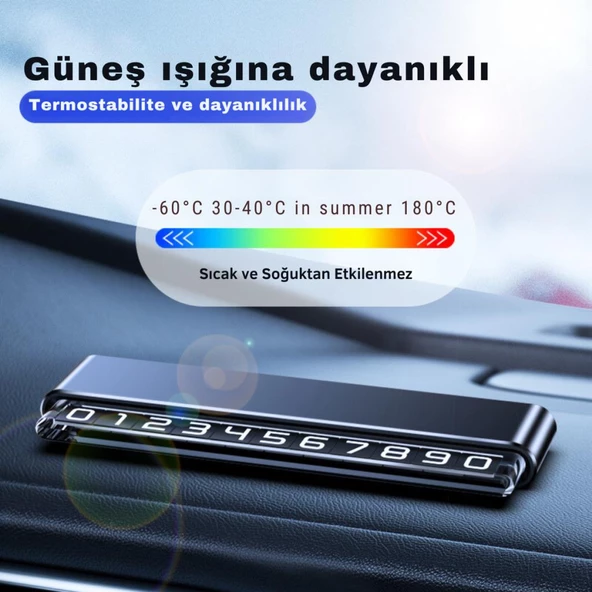 Polham Metal Premium Araç İçi Geçici Park için Telefon Numaratörü, Gizlenebilir Araç Numaratörü - 8