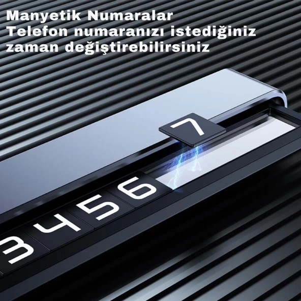 Polham Metal Premium Araç İçi Geçici Park için Telefon Numaratörü, Gizlenebilir Araç Numaratörü - 7