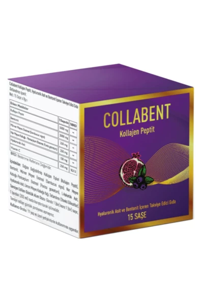 Collabent Kollajen Peptit Hyaluronik Asit Ve Bentonit İçeren Takviye Edici Gıda 15 Şase