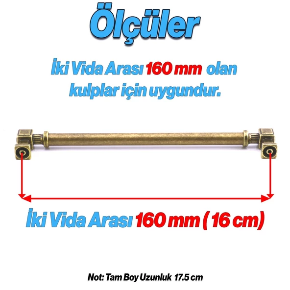Talas Antik Sarı Eskitme Metal 160 mm Mobilya Mutfak Çekmece Dolap Kulpu Kulbu Kulpları 16 cm - 3