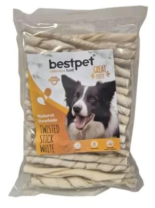 BestPet Burgu Beyaz Kemik Çubuk Köpek Ödülü 350gr