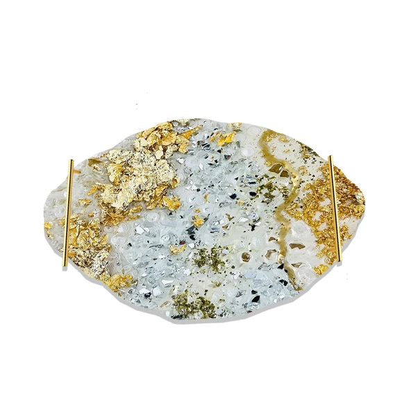 Epoksi Silikon Kalıp YERLİ Oval Dalgalı Nişan ve Söz Tepsi Kalıbı 29X19 CM - Resim 4