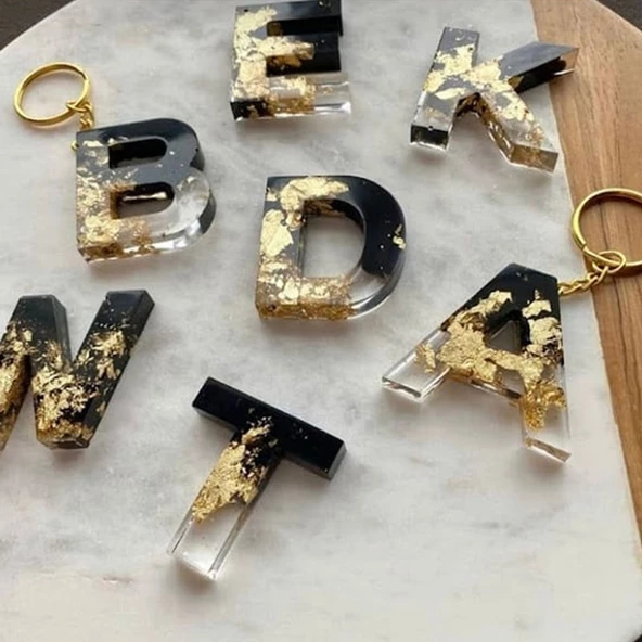 Epoksi Çoklu Silikon Kalıp V Harfi Anahtarlık Reçine Seri Döküm Kalıbı 4 CM 10 Lu - Resim 4