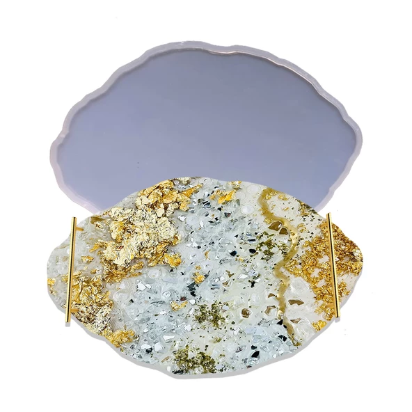 Epoksi Silikon Kalıp YERLİ Oval Dalgalı Nişan ve Söz Tepsi Kalıbı 29X19 CM ürün görseli