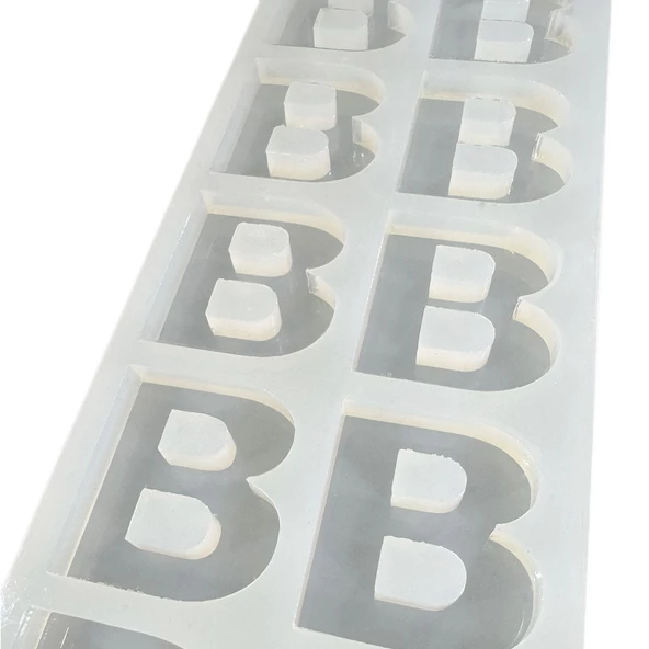 Epoksi Çoklu Silikon Kalıp B Harfi Anahtarlık Reçine Seri Döküm Kalıbı 4 CM 10 Lu - 5