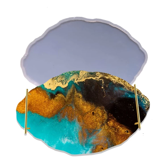Epoksi Silikon Kalıp YERLİ Oval Dalgalı Nişan ve Söz Tepsi Kalıbı 34.5X24.5 CM - 1