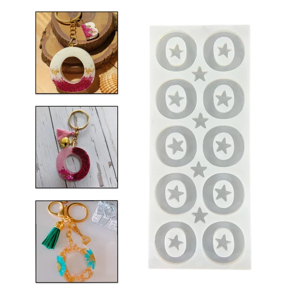 Epoksi Çoklu Silikon Kalıp O Harfi Anahtarlık Reçine Seri Döküm Kalıbı 4 CM 10 Lu ürün görseli