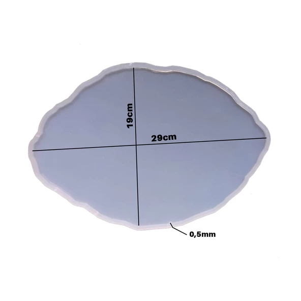 Epoksi Silikon Kalıp YERLİ Oval Dalgalı Nişan ve Söz Tepsi Kalıbı 29X19 CM - Resim 3