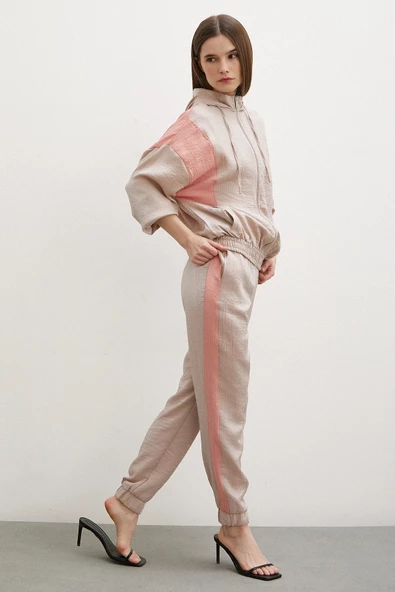 Fermuarlı Garnili Sweatshirt Bej - 3