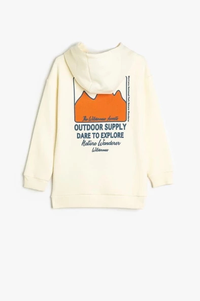 Koton  Çocuk Uzun Kollu Kapşonlu Sweatshirt Baskı Detaylı - 2