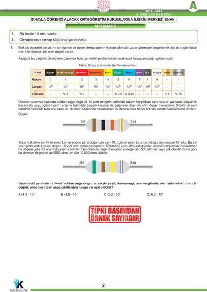 2025 8.Sınıf LGS Ekim Ayı MEB Örnek Soru Tıpkı Basım 4lü Sarmal Deneme Paketi Video/PDF Çözümlü - Resim 4