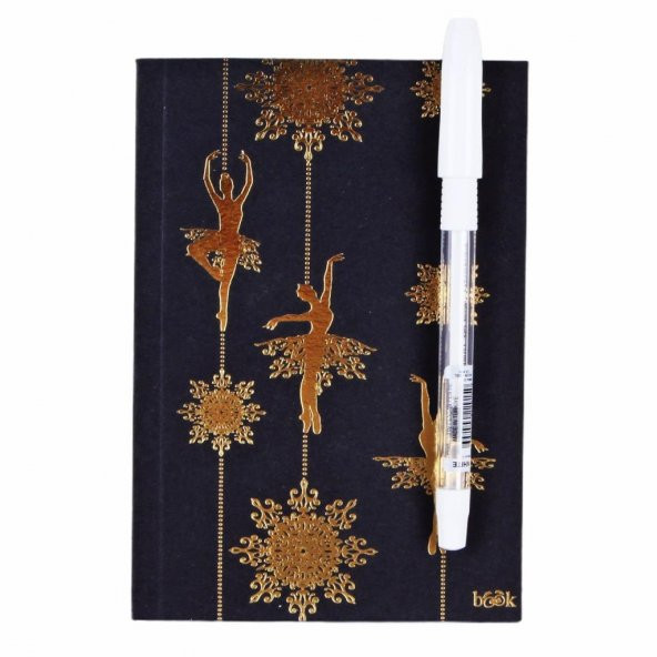 Balerin Siyah Defter Beyaz Kalem Hediyeli