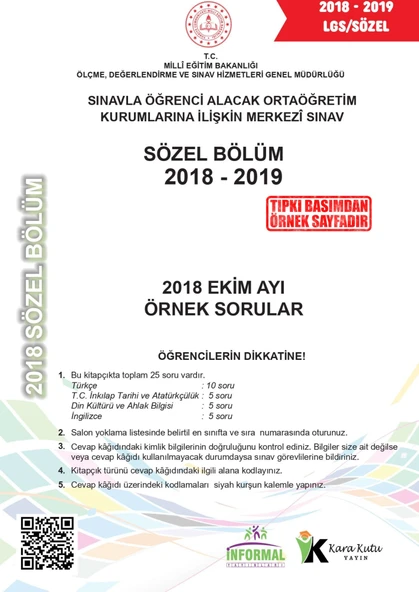 2025 8.Sınıf LGS Ekim Ayı MEB Örnek Soru Tıpkı Basım 4lü Sarmal Deneme Paketi Video/PDF Çözümlü - Resim 3