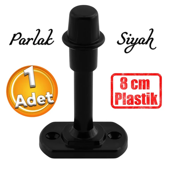 Plastik Kapı Pencere Arkası Parlak Siyah Tampon 8 CM Vidalı Duvar Koruyucu Silikon Stoper 1 Adet ürün görseli