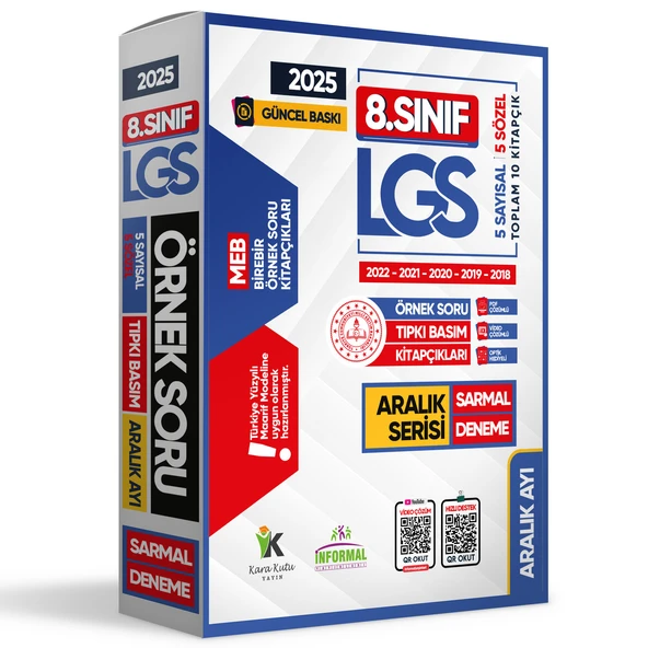 2025 8.Sınıf LGS Aralık Ayı MEB Örnek Soru Tıpkı Basım 5li Sarmal Deneme Paketi Video/PDF Çözümlü - 8