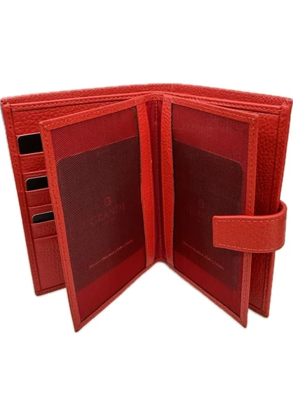 Grande Hakiki Deri Kadın Cüzdan Kırmızı 2462 - Resim 4
