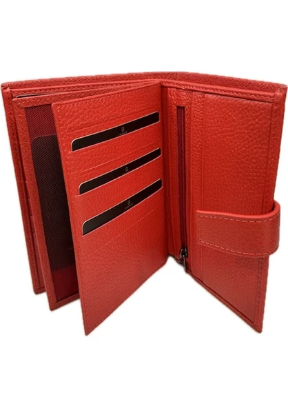 Grande Hakiki Deri Kadın Cüzdan Kırmızı 2462 - Resim 2