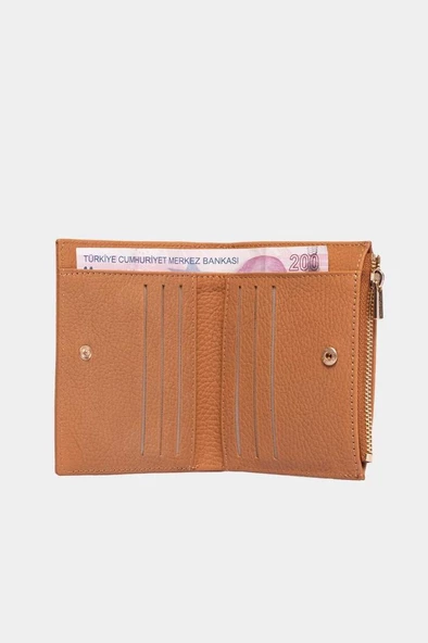 Grande Hakiki Deri Kadın Cüzdan Camel 2805 - 5