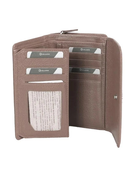 Grande Hakiki Deri Kadın Cüzdan Gül Kurusu 2725 - Resim 2