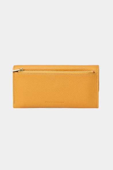 Grande Hakiki Deri Kadın Cüzdan Sarı 2801 - Resim 2