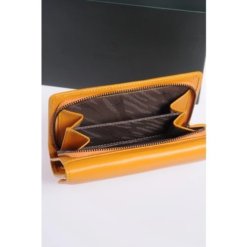 Grande Hakiki Deri Kadın Cüzdan Sarı 2725 - Resim 2