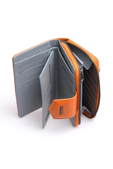 Grande Hakiki Deri Kadın Cüzdan Sarı 2716 - Resim 3