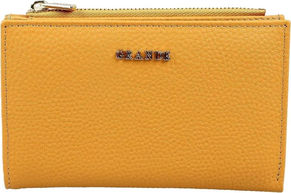 Grande Hakiki Deri Kadın Cüzdan Sarı 2804 - Resim 4
