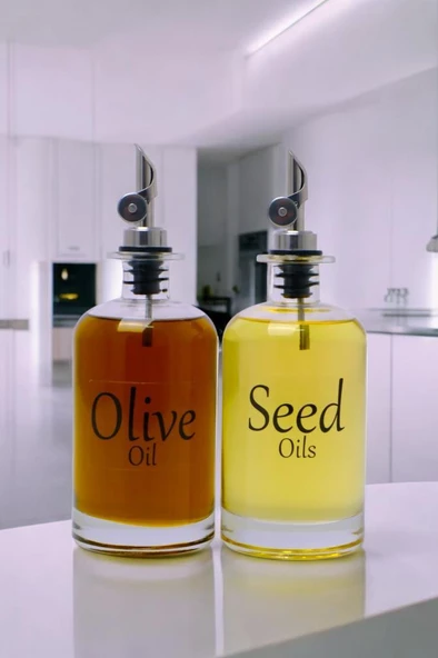 Digithome Vetro 500 Ml Kare Şeffaf Etiketli 2'li Zeytinyağı Ve Sıvıyağ Şişesi Yağdanlık SO-302 - 4