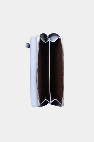 Grande Hakiki Deri Kadın Cüzdan Buz Mavi 2636 - Resim 2