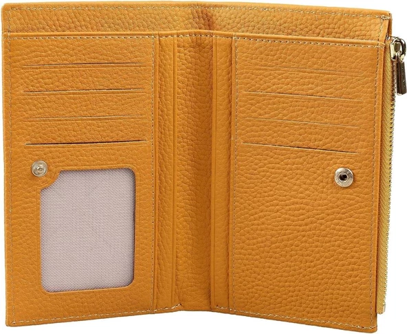 Grande Hakiki Deri Kadın Cüzdan Sarı 2804 - Resim 3