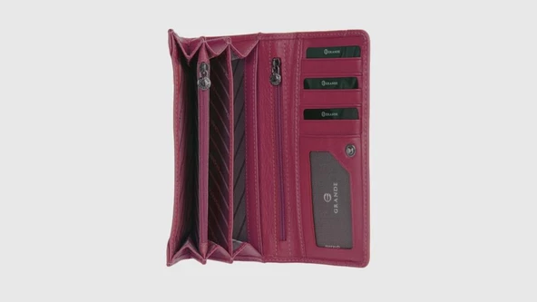 Grande Hakiki Deri Kadın Cüzdan Fuşya 2615 - Resim 3