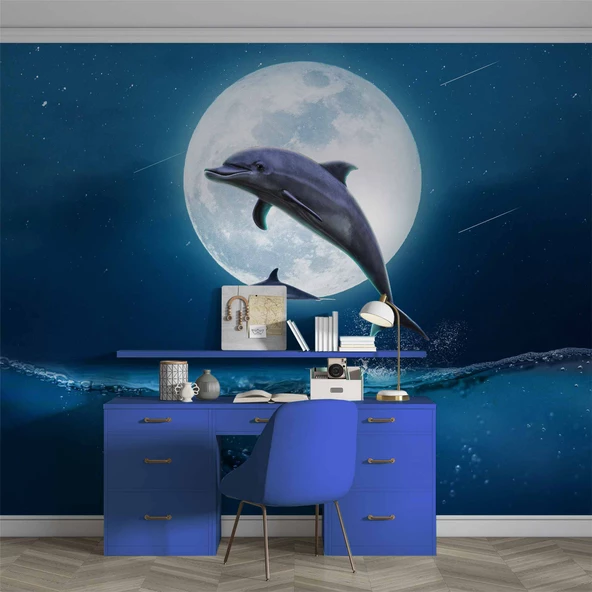 Ay ve Yunus Manzaralı Duvar Kağıdı - Resim 4