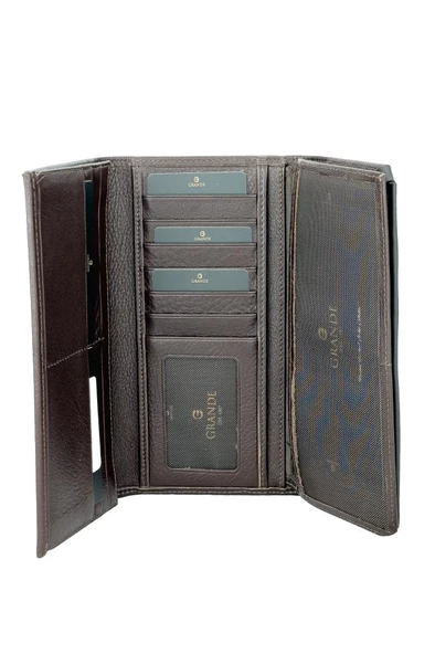 Grande Hakiki Deri Kadın Cüzdan Kahve 2748 - Resim 4