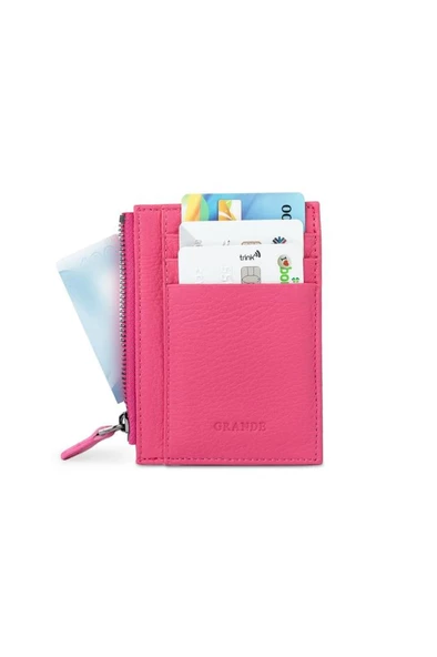 Grande Hakiki Deri Kartlık Fuşya 853