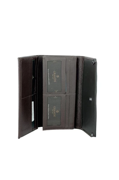 Grande Hakiki Deri Kadın Cüzdan Kahve 2748 - Resim 3