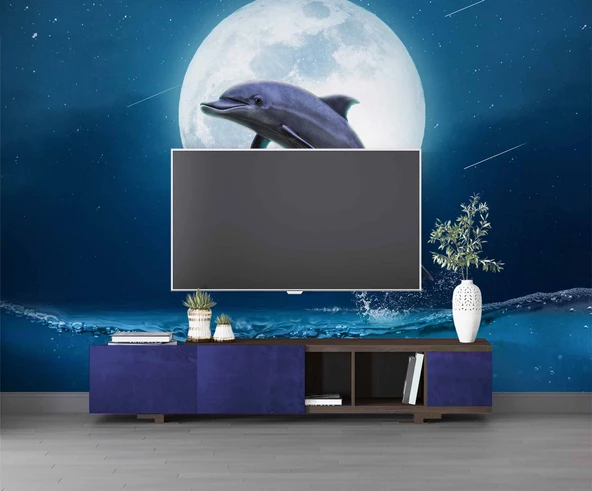 Ay ve Yunus Manzaralı Duvar Kağıdı - Resim 3