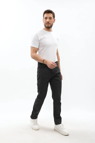 Erkek Regular Fit Koyu Gri Jean Pantolon - 3