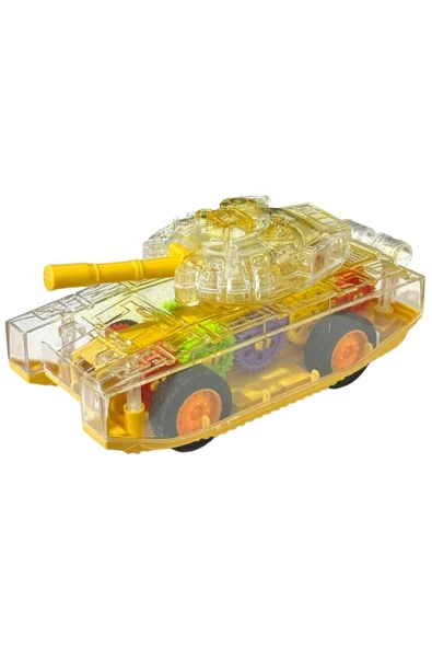 Sürtmeli Şeffaf Işıklı Tank Askeri Araç 15 Cm SARI - Resim 4