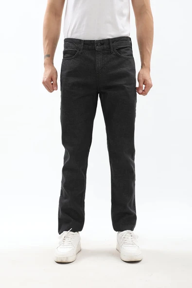 Erkek Regular Fit Koyu Gri Jean Pantolon - 6