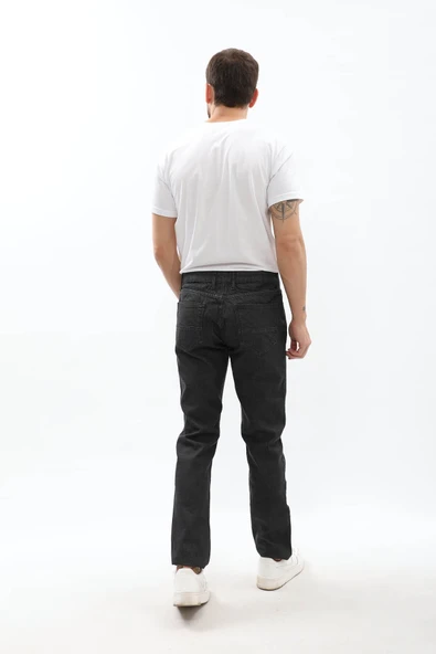 Erkek Regular Fit Koyu Gri Jean Pantolon - 5