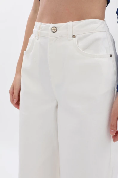 Kadın Beli Lastikli Loose Fit Jean Pantolon - 9