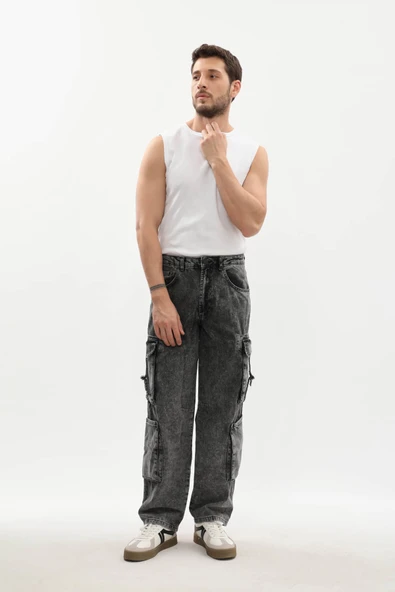 Erkek Kargo Cepli Jean Pantolon - Resim 2